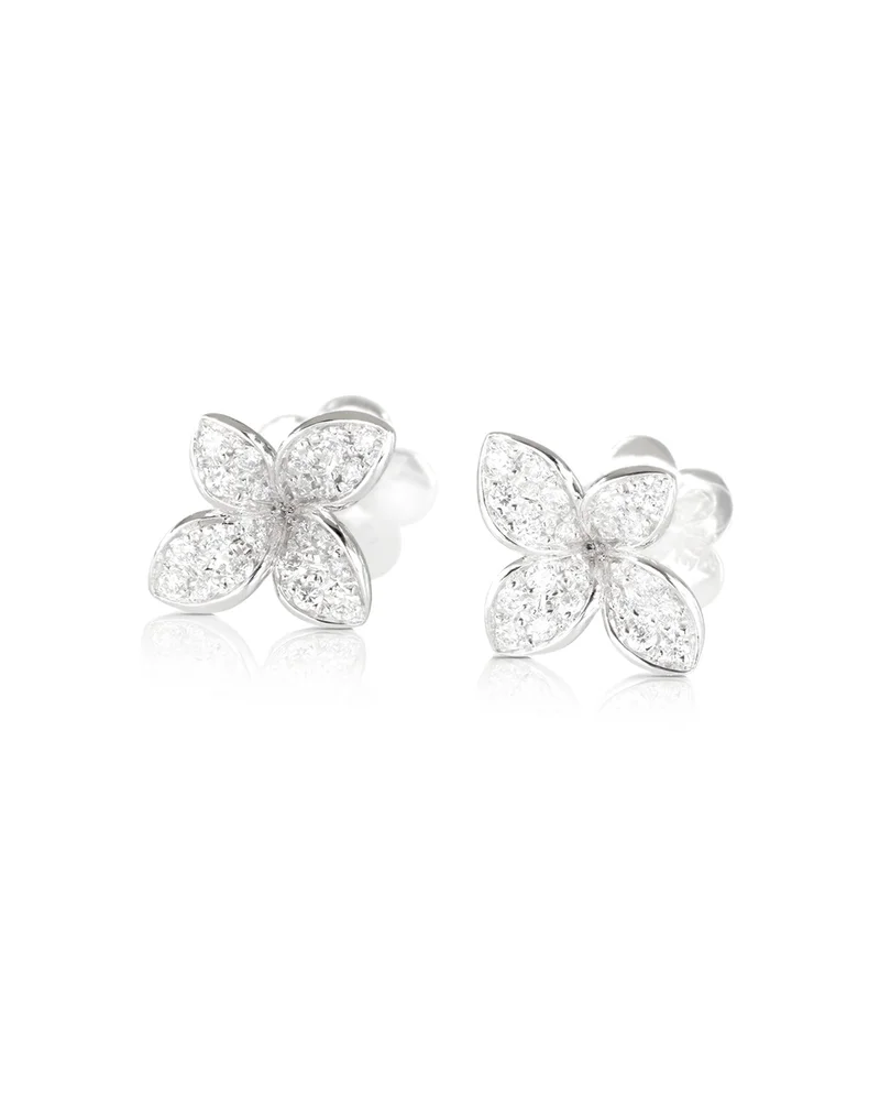 18K White Gold Petit Garden Diamond Flower Stud Earrings, 0.32 tcw