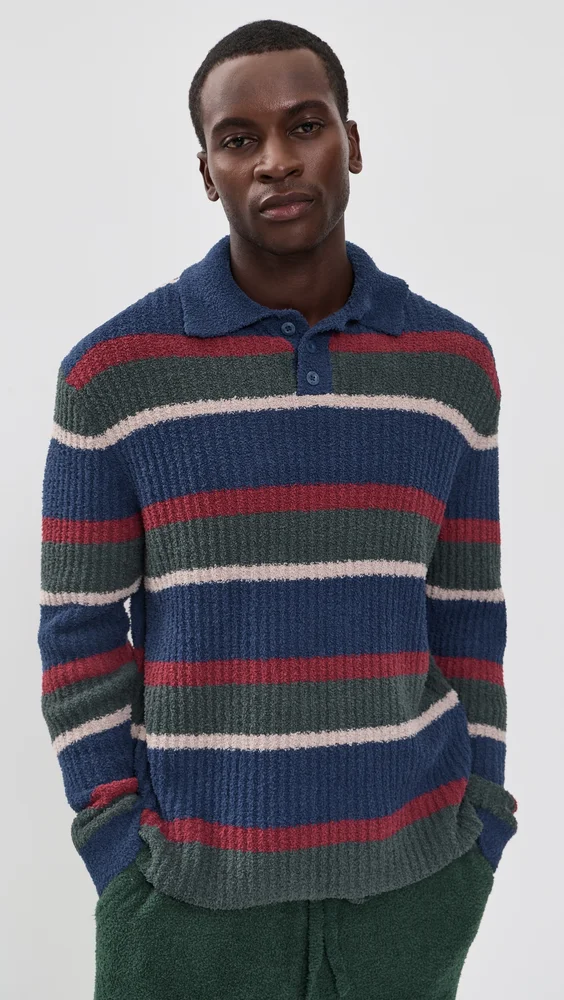 Lendon Rugby Cozy Knit Polo (Mariner Stripe)