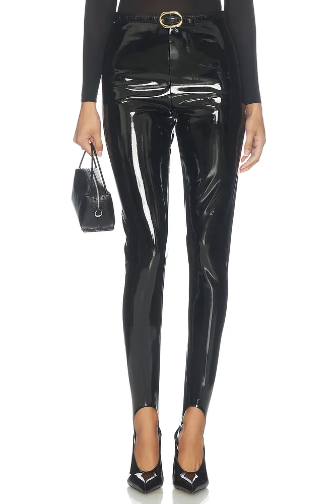 Faux Patent Stirrup Legging