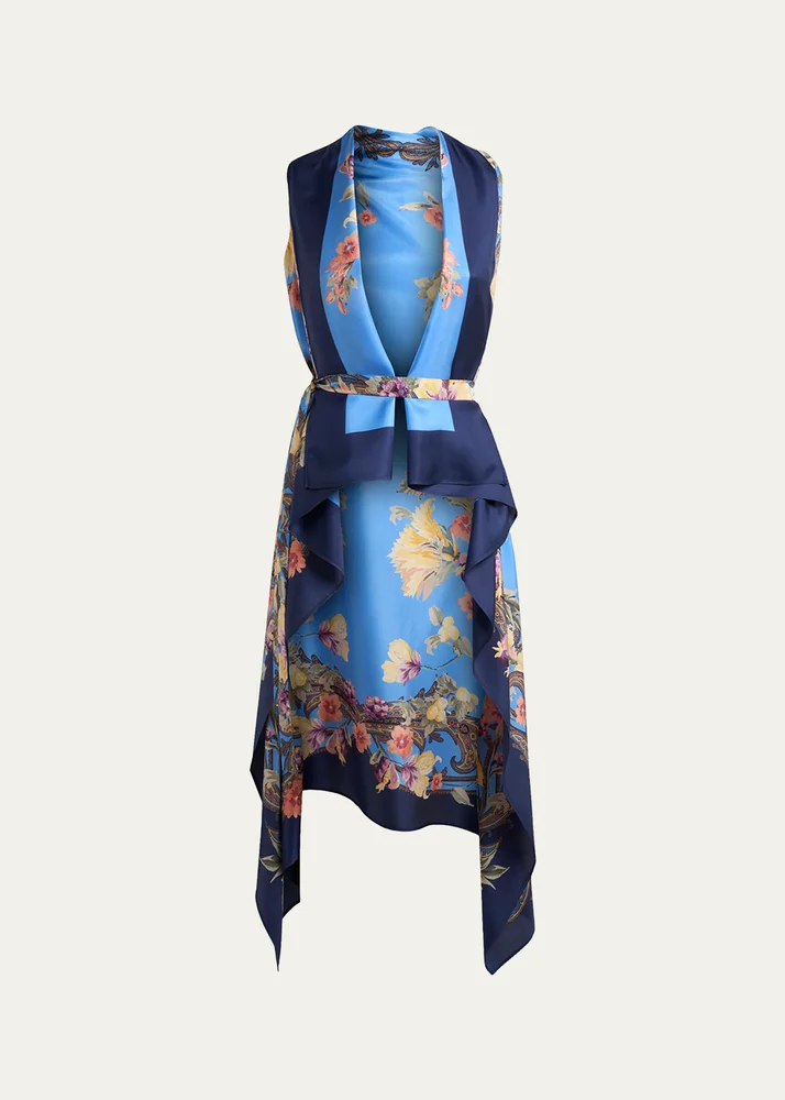 Floral Silk Foulard Vest