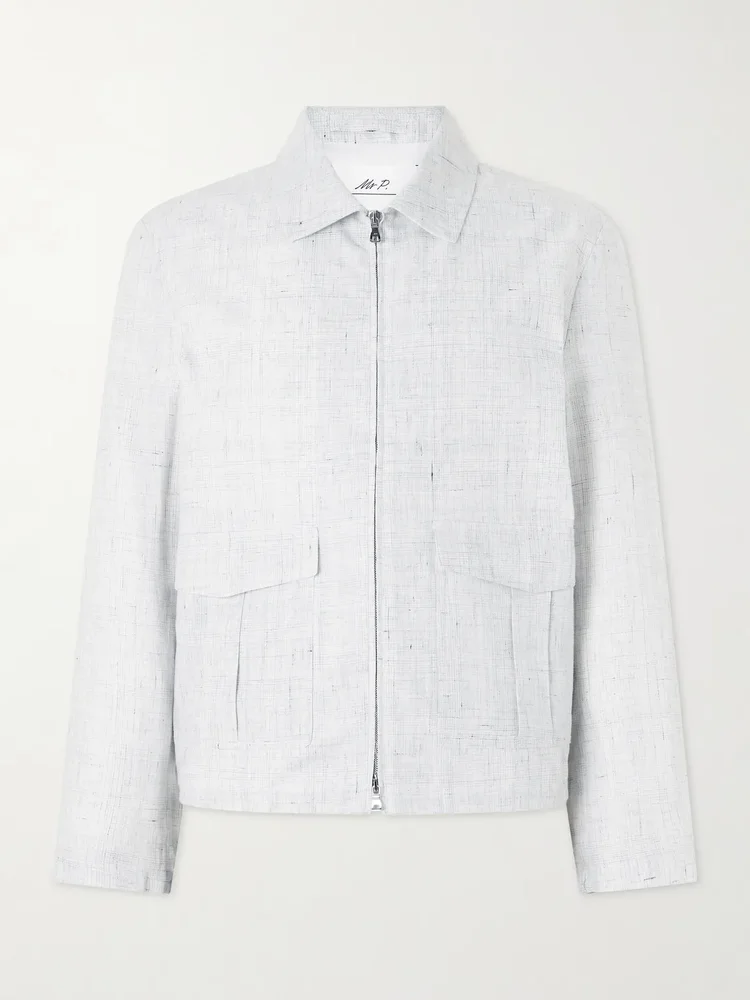 Checked Linen Blouson Jacket