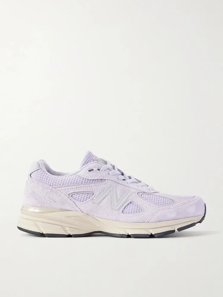 990v4 suede-trimmed mesh sneakers