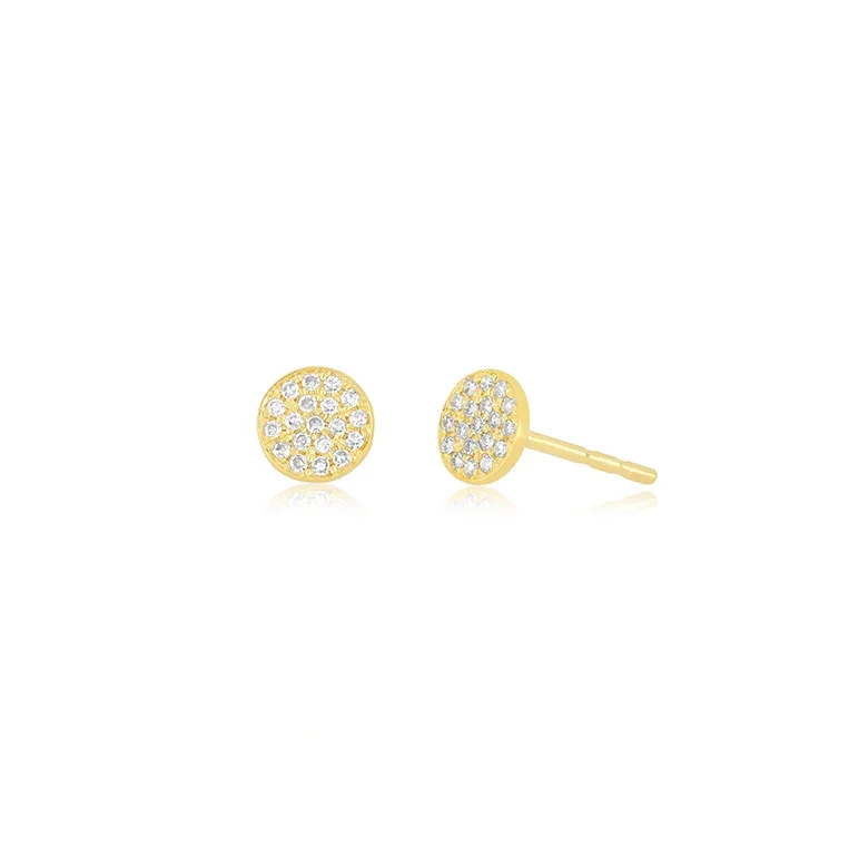 Diamond Mini Disc Stud Earrings