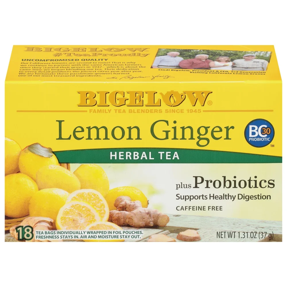 Lemon Ginger Plus Probiotics Herbal Tea Bags -