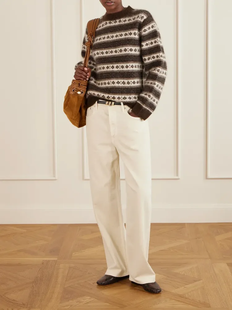 Myles striped intarsia-knit wool sweater