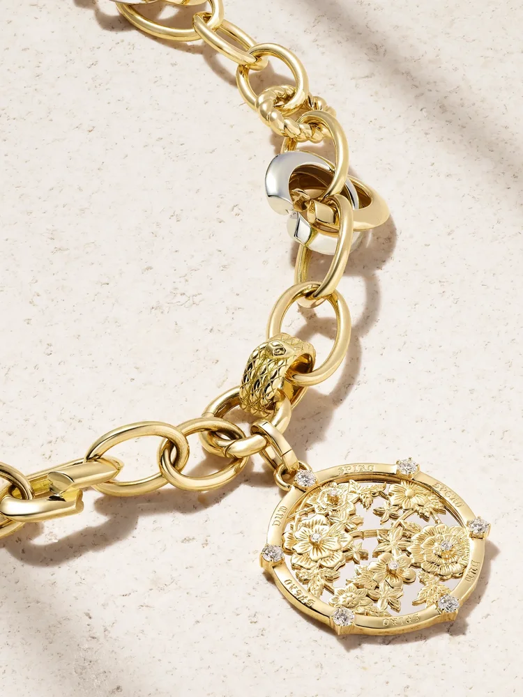 Resilience Menagerie 18-karat yellow and white gold diamond necklace