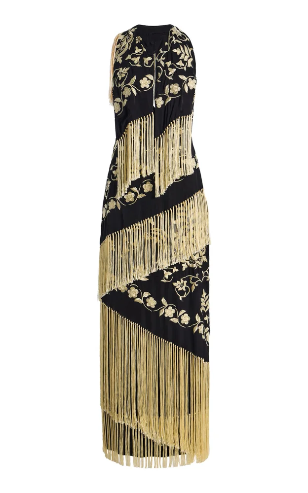 Ursa Fringed Crepe Gown