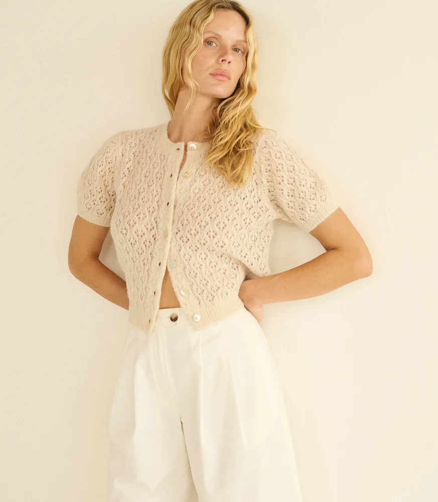 DOEN EVELYN CARDIGAN -- HEATHER DOGWOOD