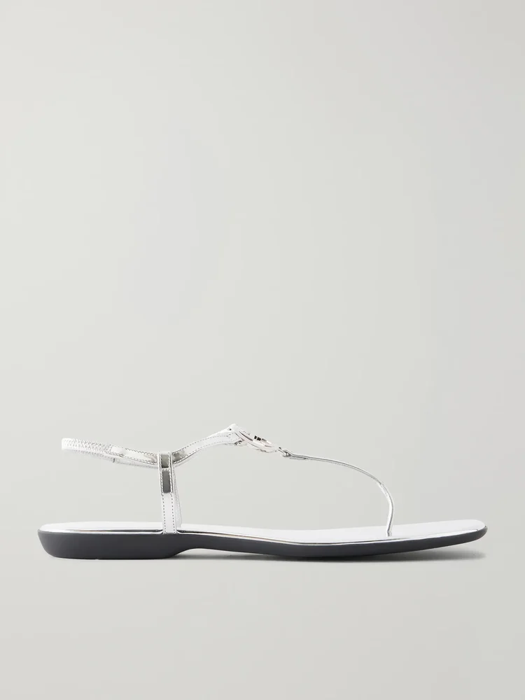 Logo-embellished leather thong sandals
