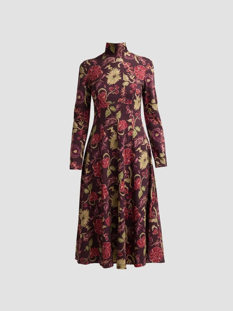 Thea Floral A-Line Midi Dress