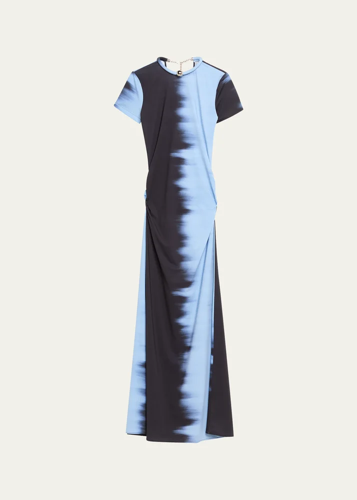 Yara Tie-Dye Short-Sleeve Maxi Dress