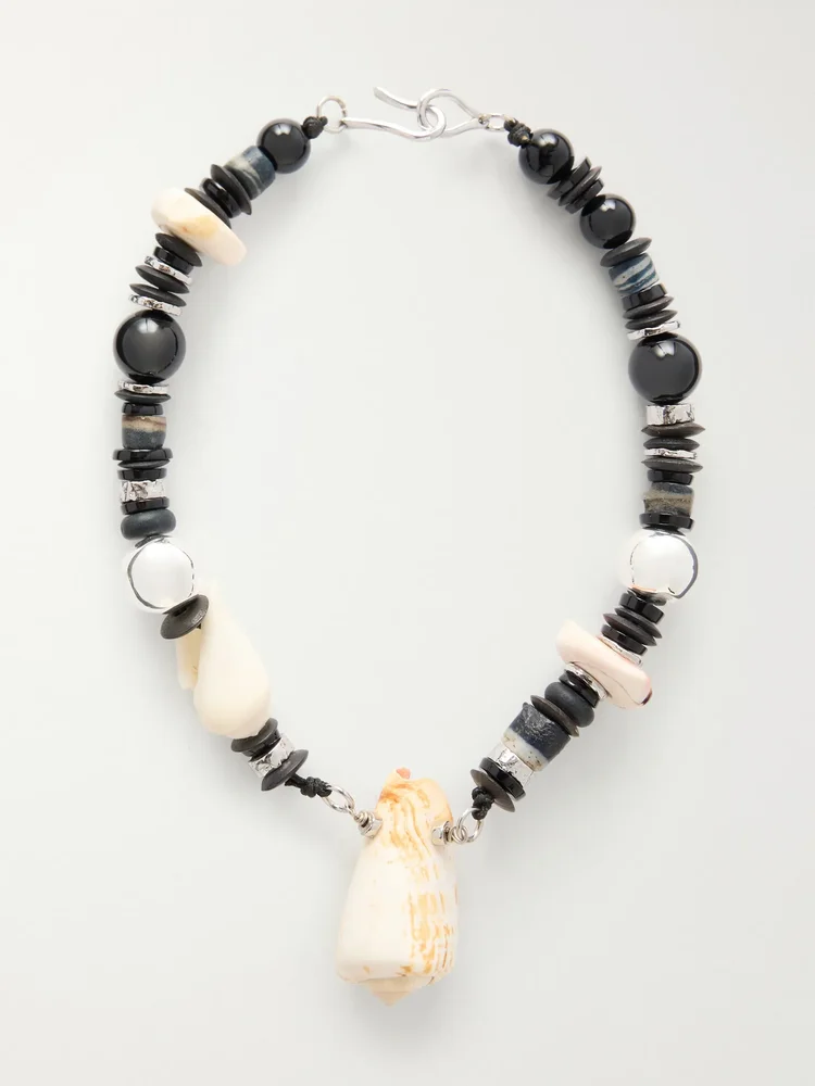 Samsara silver, onyx and seashell necklace