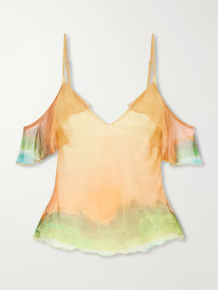 Formentera silk-chiffon tank