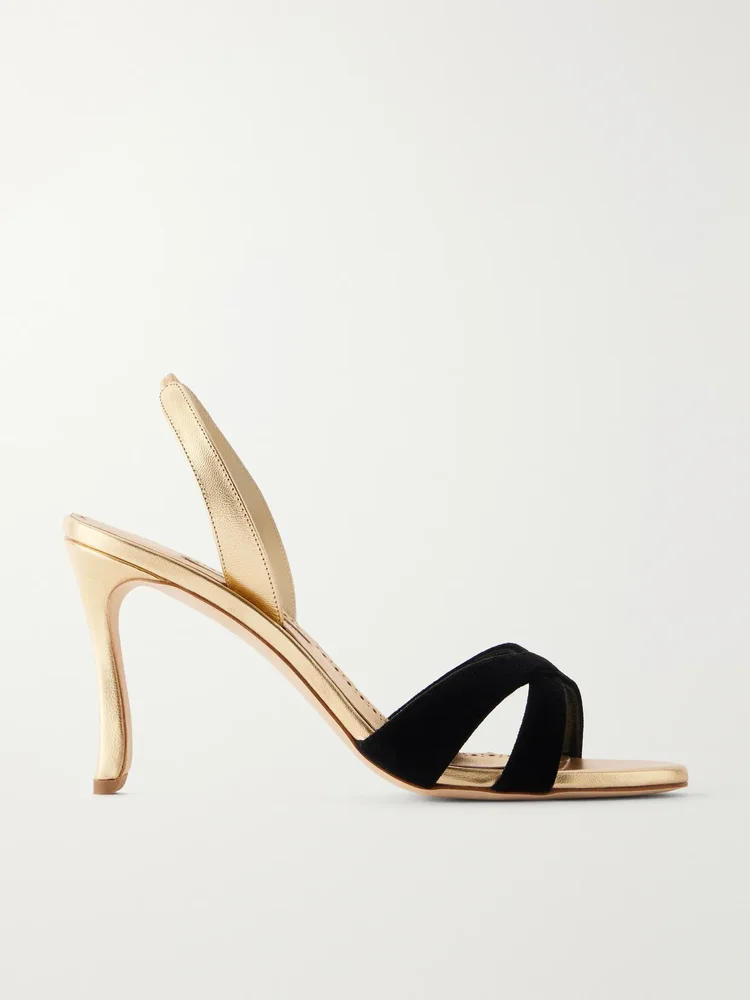 Callydra 90 velvet and leather sandals