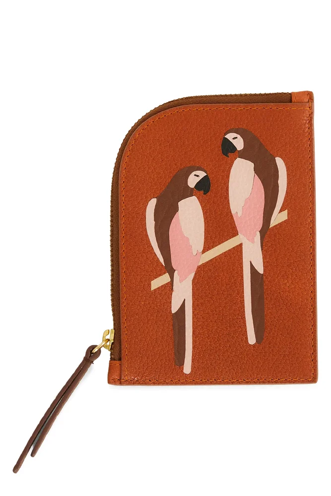 Macaw Zip Leather Card Case