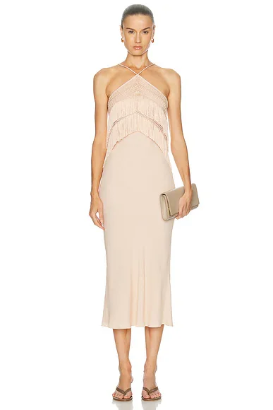 Reina Halter Fringed Dress