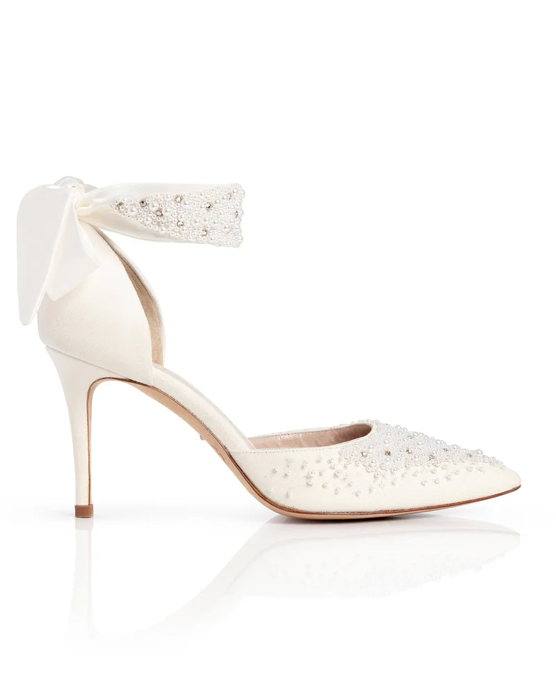 Harriet Beaded Pearl Ivory Suede Heel