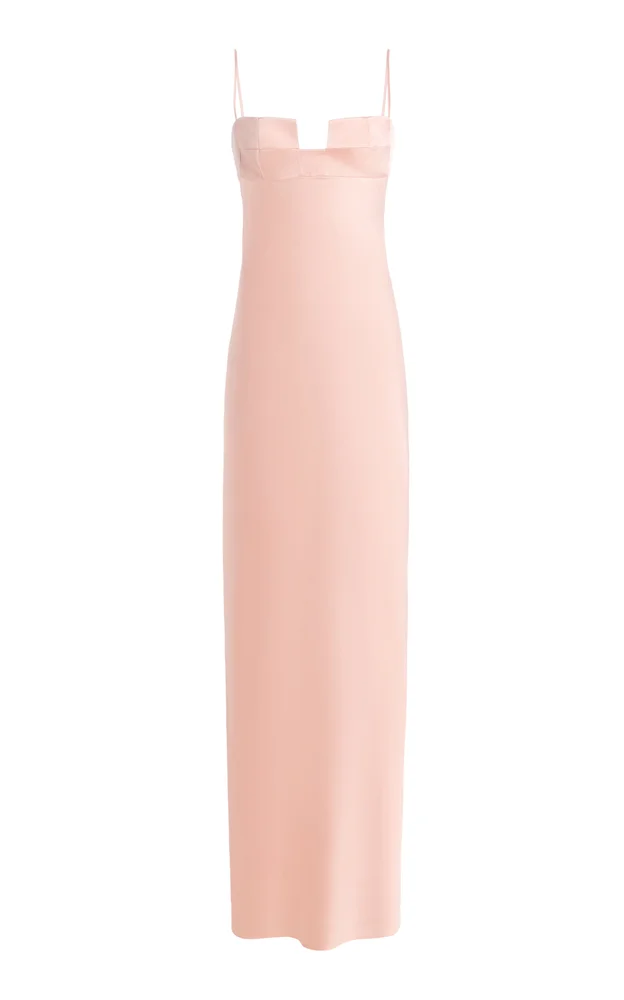 Exclusive Square Bra Satin Maxi Dress