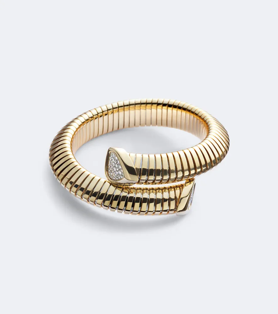 Trisola 18kt gold bangle with diamonds