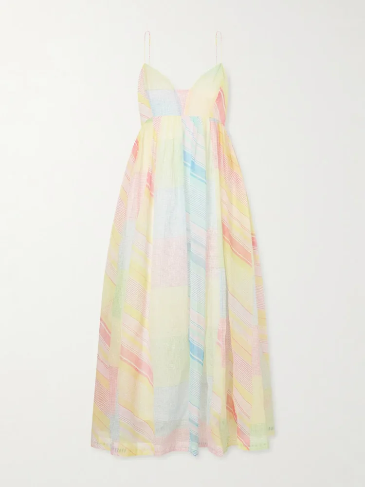 Yuru printed handwoven cotton-kota midi dress