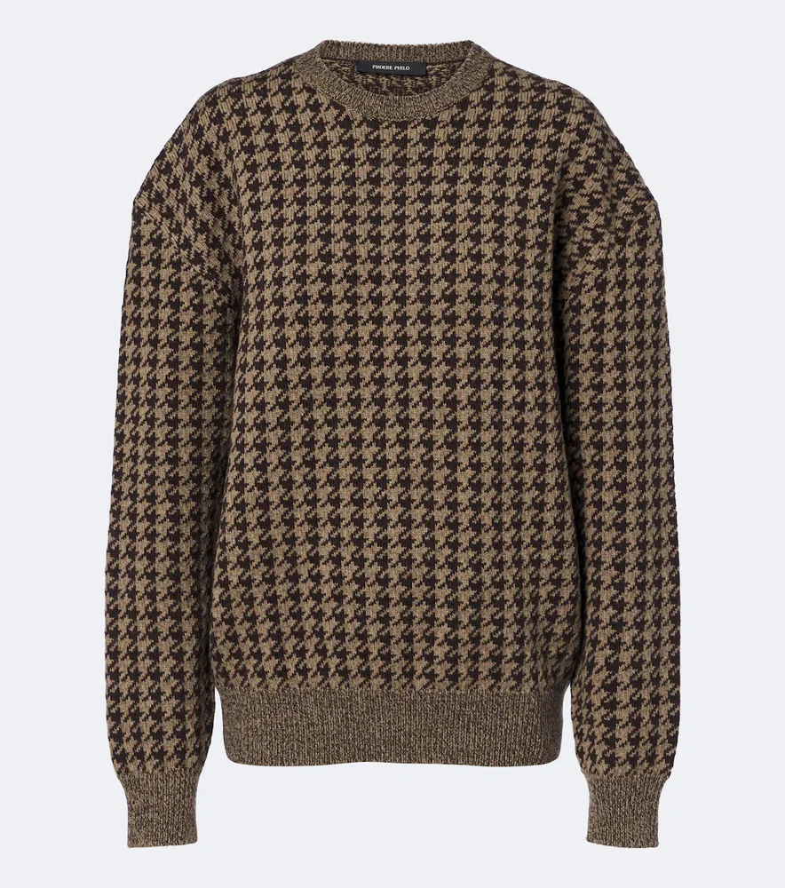 Houndstooth wool and cashmere sweater
