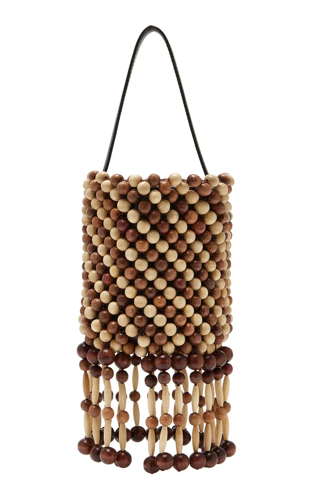 Beaded Wood Shoulder Bag