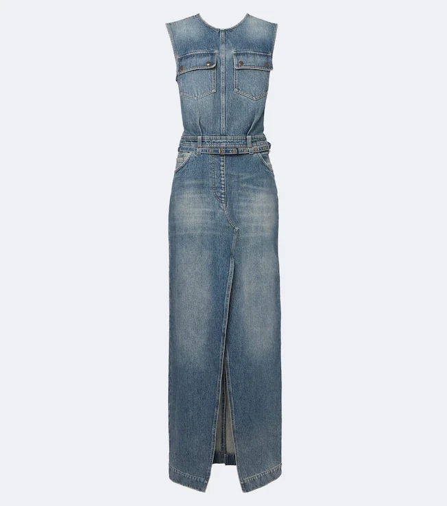 Denim faded maxi dress
