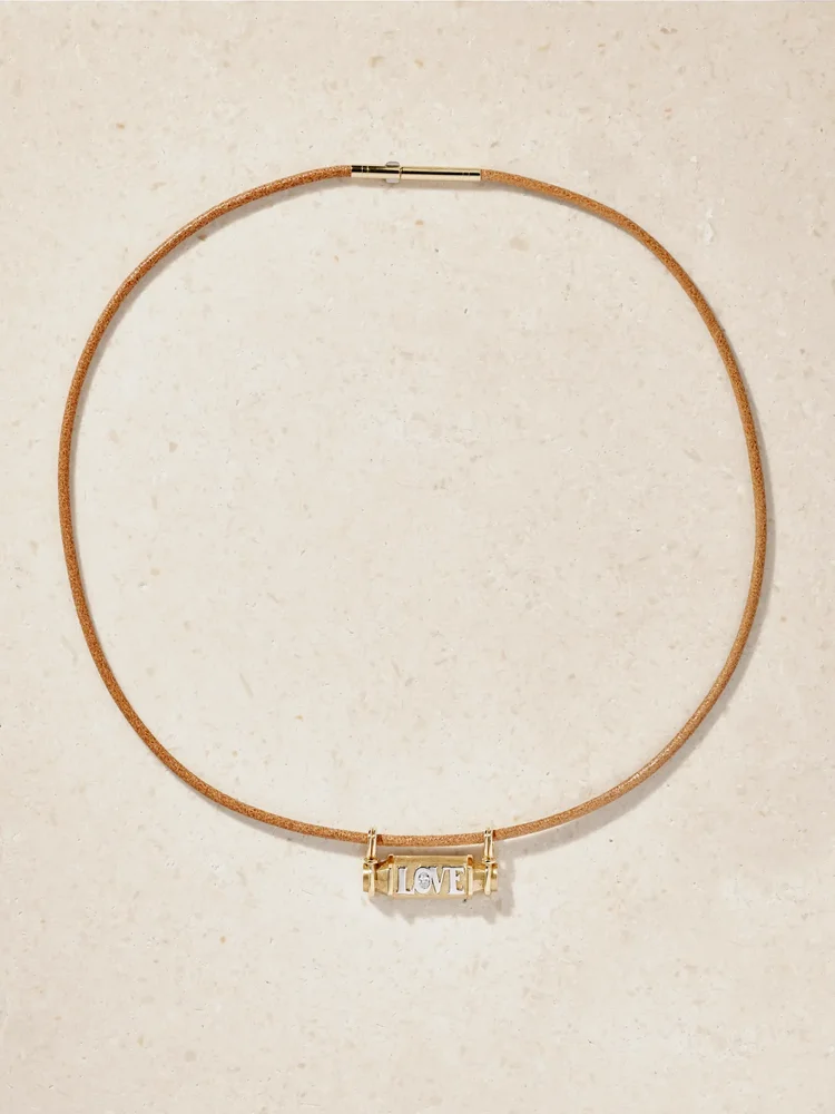 Love Smash Locket 18-karat yellow and white gold, diamond and leather necklace