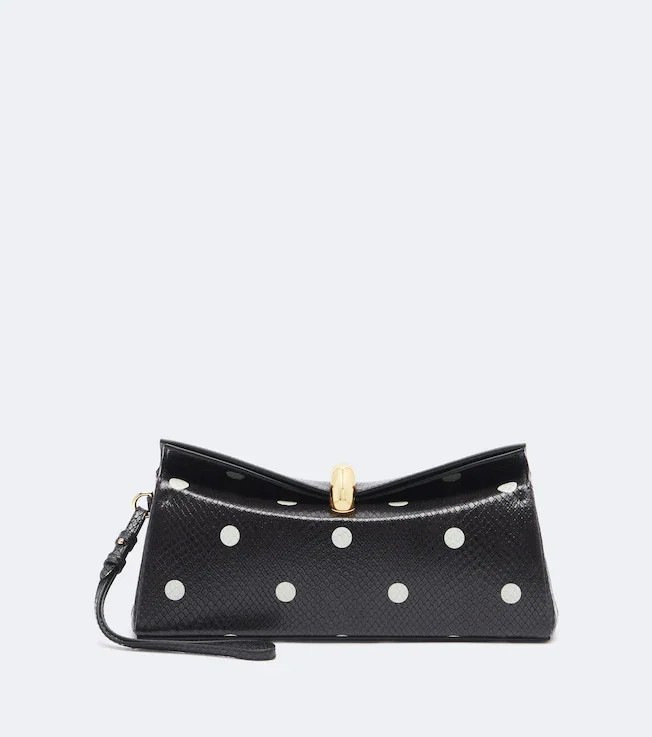 Valérie polka-dot leather clutch