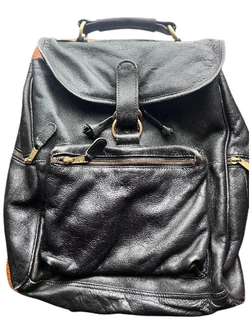 Vintage Black Leather Backpack - Pre-Loved