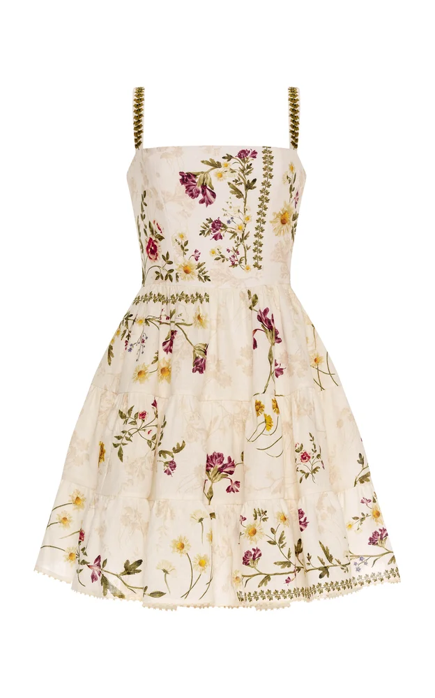 Lima Tiered Floral Linen Mini Dress