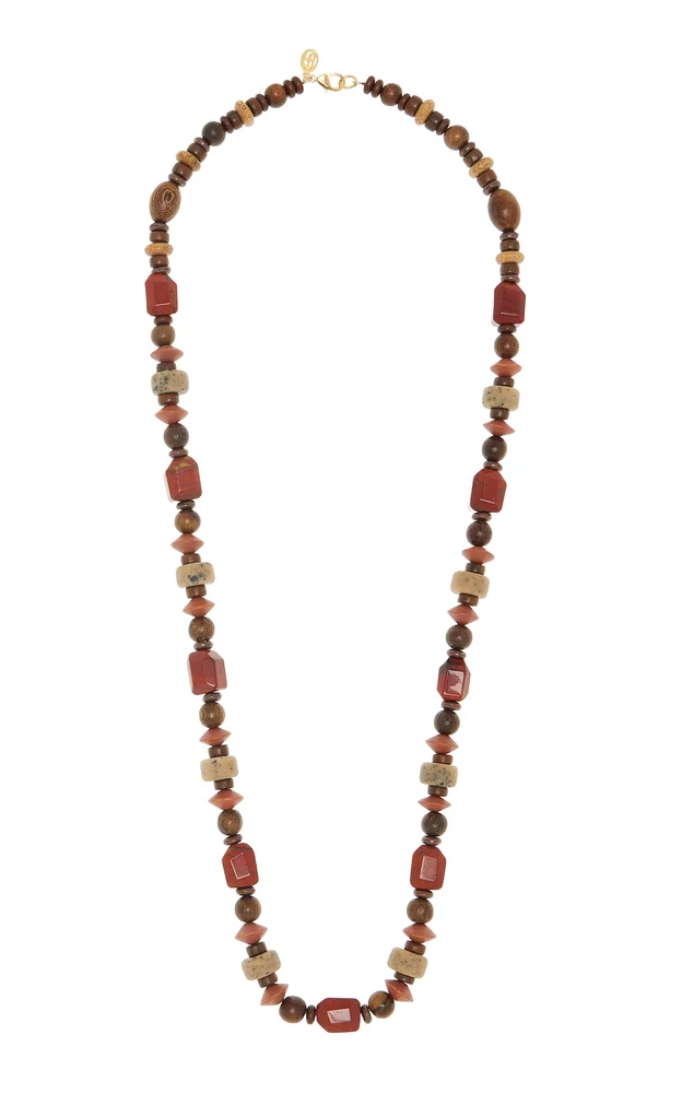 Exclusive Long Beaded Wood Necklace