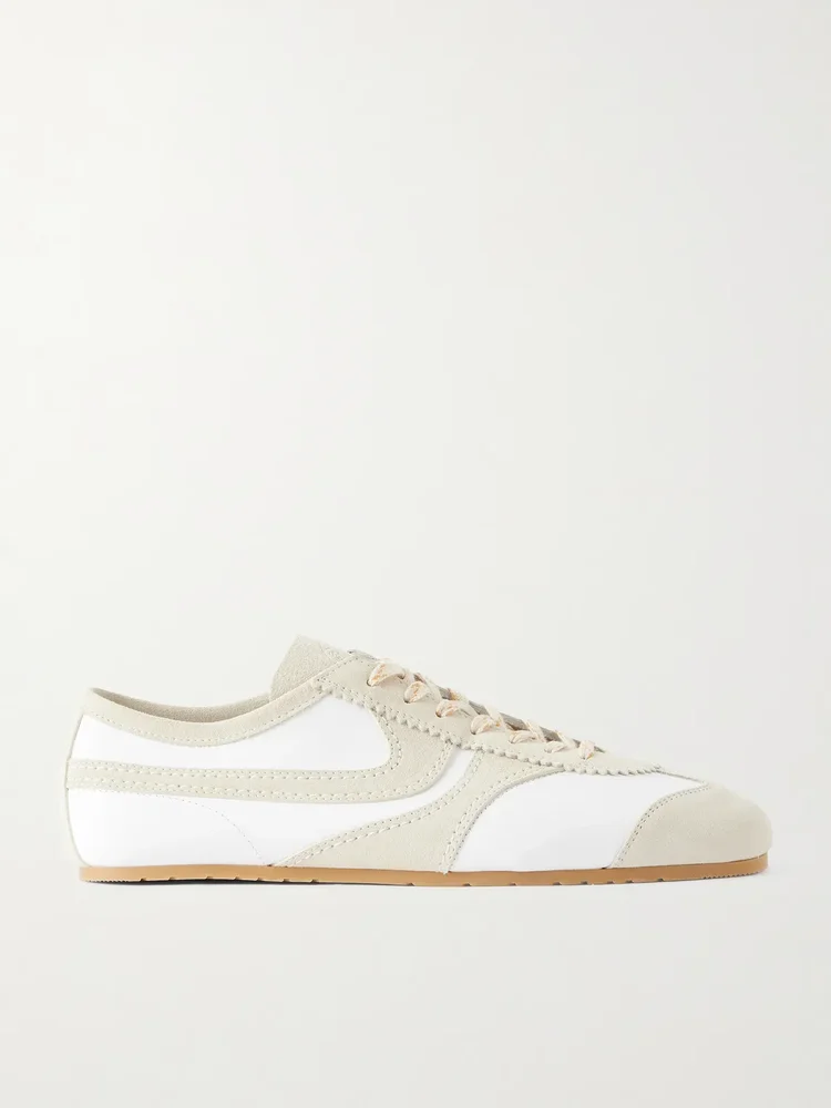 Suede-Trimmed Leather Sneakers