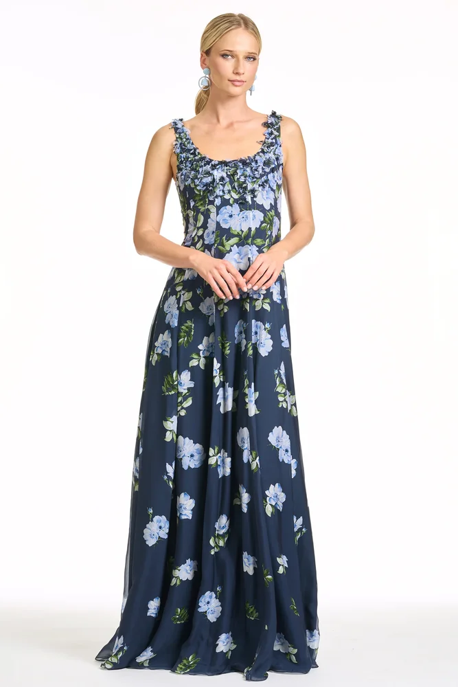 Sachin & Babi EMBELLISHED INDIRA GOWN - CORSAGE DEGRADE - FINAL SALE