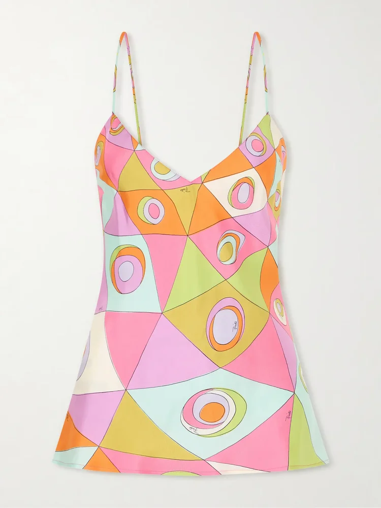 Printed silk-twill tank