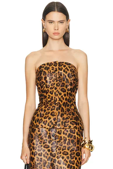Leather Bandeau Peplum Top