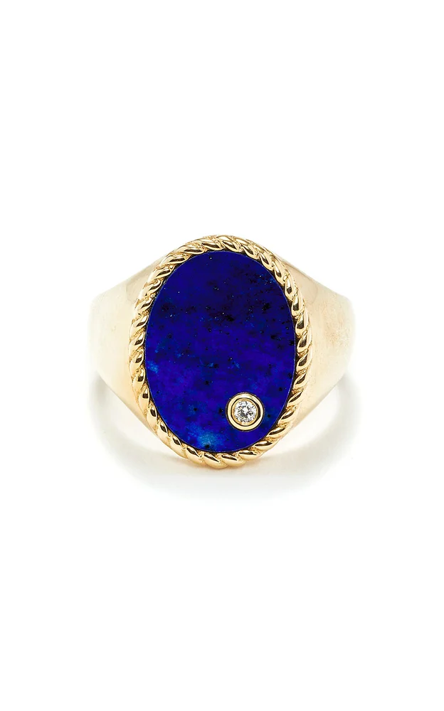 9K Yellow Gold Lapis Signet Ring