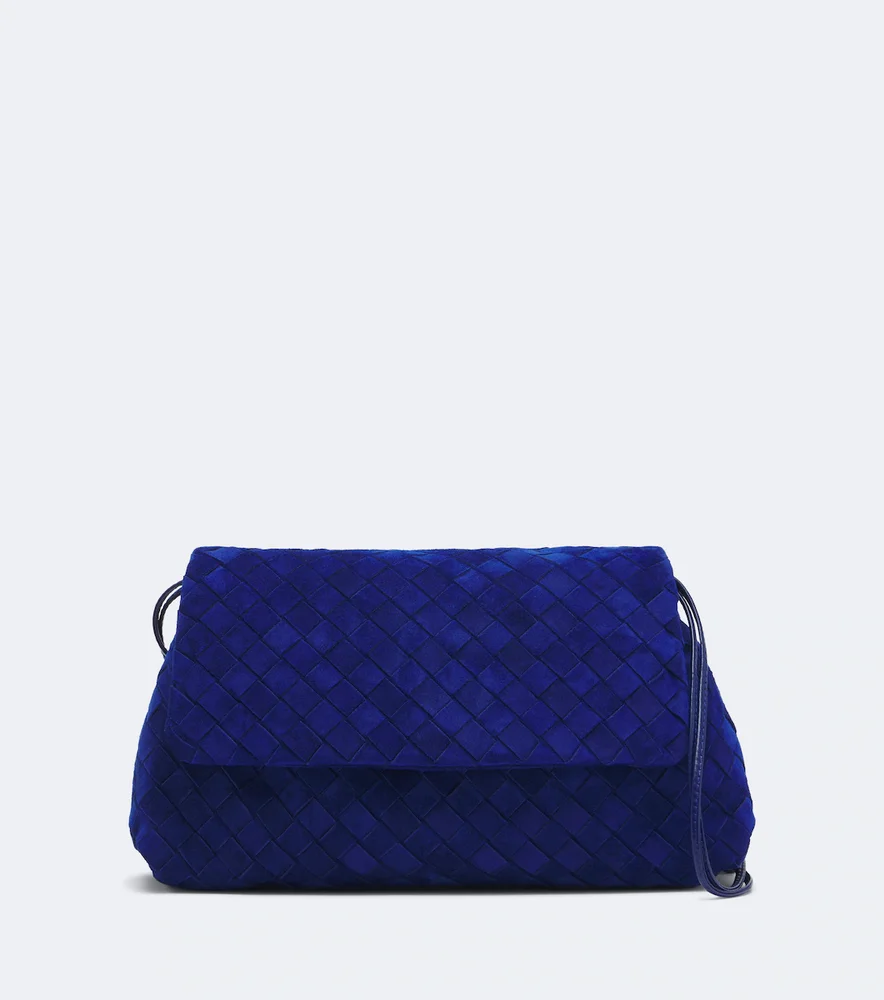 Giorno Intrecciato suede shoulder bag
