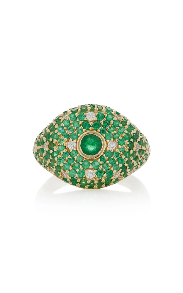 Bonbon 14K Yellow Gold Tsavorite, Diamond, Emerald Ring
