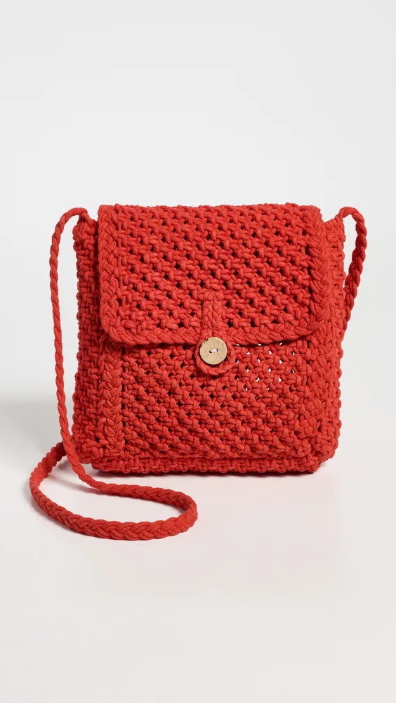 Macrame Crossbody Flap Bag