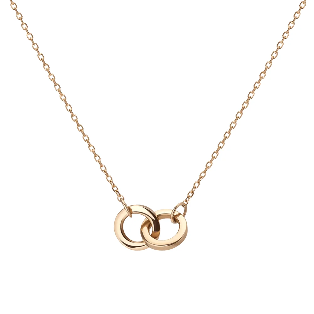 Connection Minimalist Gold Layering Necklace - Two Circle Pendant