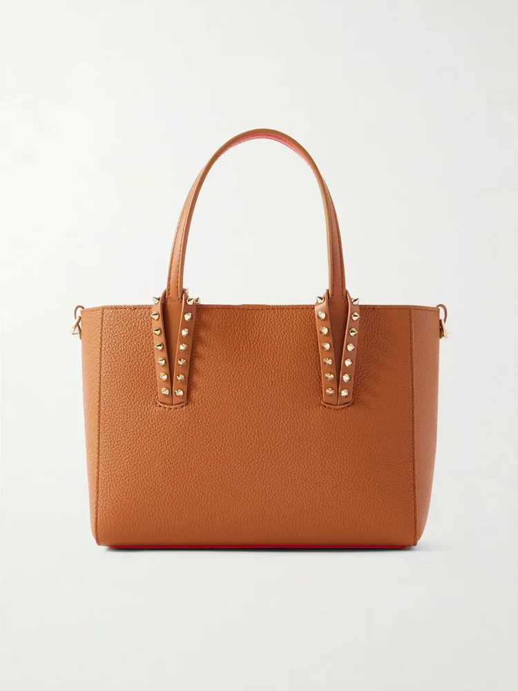 Cabata mini spiked textured-leather tote