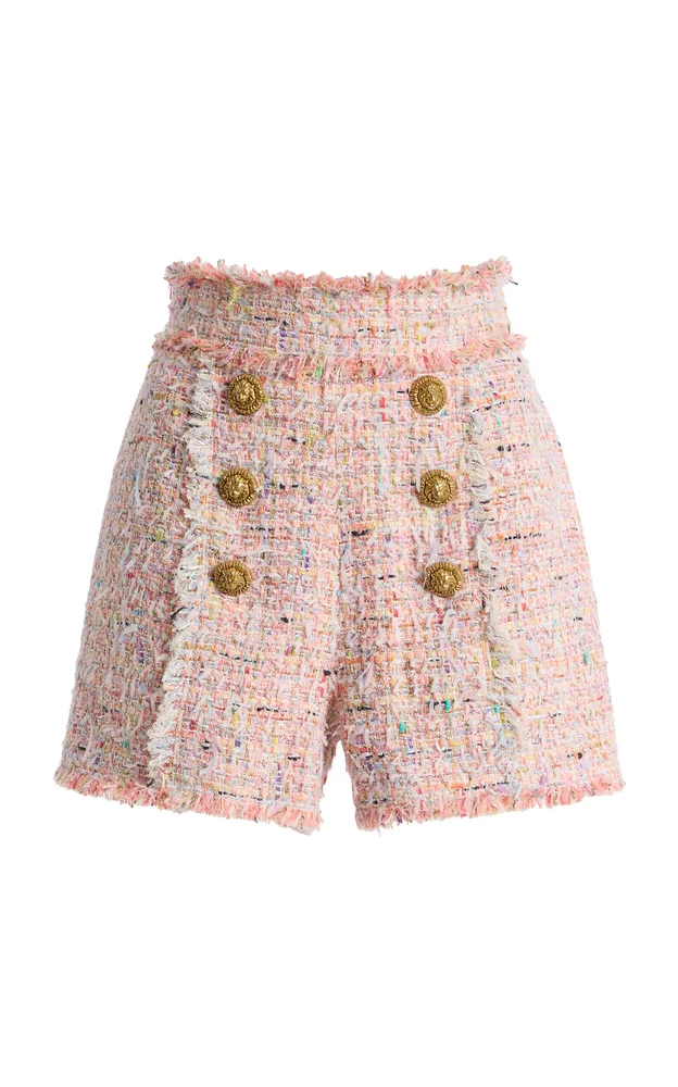 Buttoned Tweed Shorts