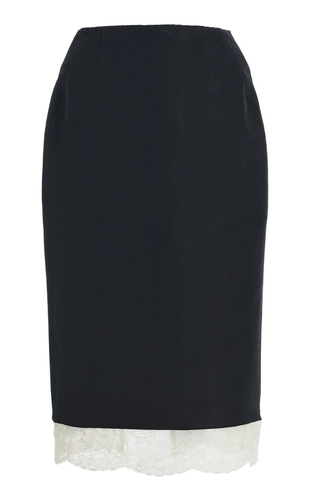 Lace-Trim Midi Skirt
