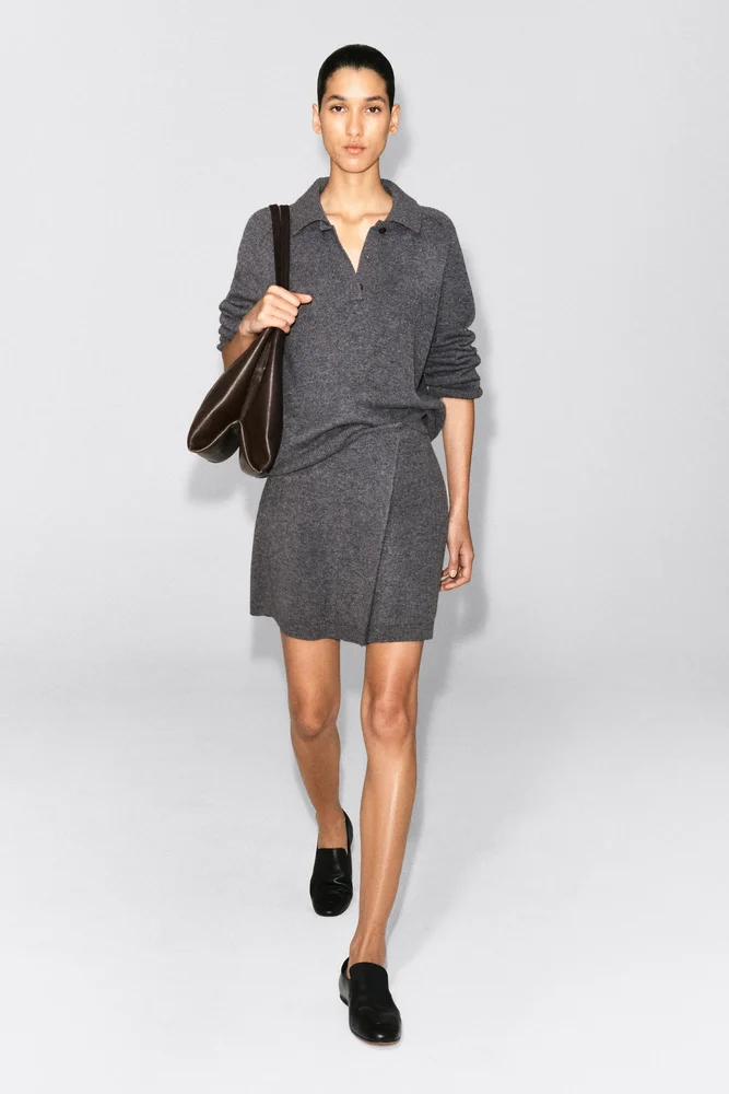 Merino Wool Mini Wrap Skirt