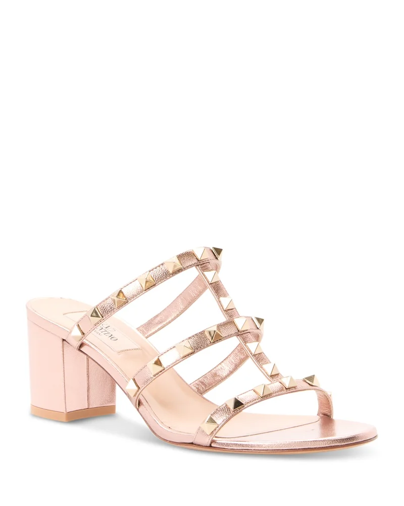 Rockstud Block Heel Slide Sandals