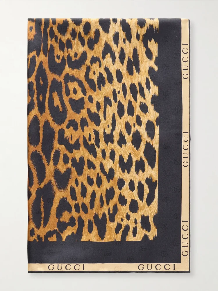 leopard print silk twill scarf