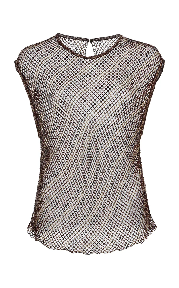Beaded Open-Knit Tank Top