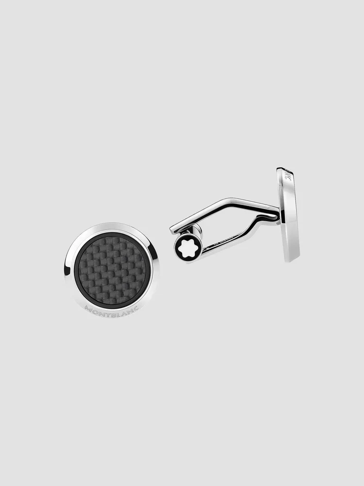 Round Stainless Steel & Carbon Cufflinks