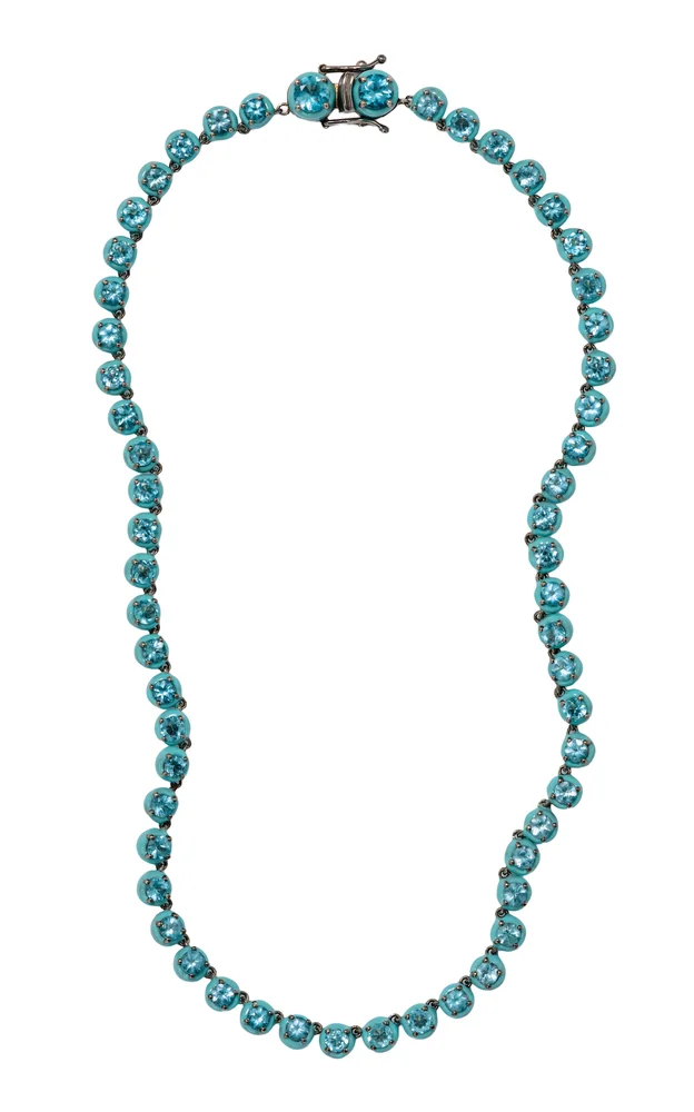 Small Georgian Sterling Silver Apatite Riviere Necklace